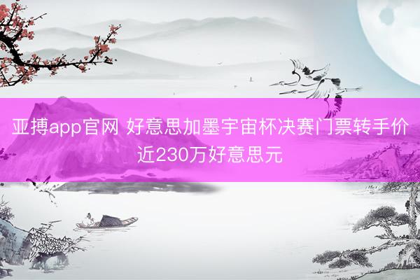 亚搏app官网 好意思加墨宇宙杯决赛门票转手价近230万好意思元