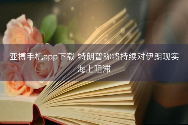 亚搏手机app下载 特朗普称将持续对伊朗现实海上阻滞